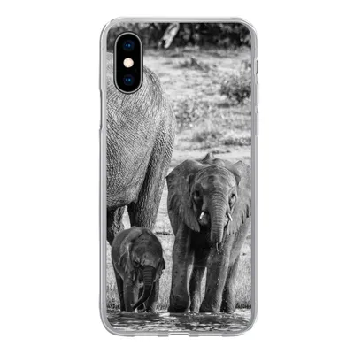 Produktbild von MuchoWow® Handyhülle Schutzhülle Hülle für iPhone X Elefant - Wasser - Tiere - Schwarz - Weiß Silikon Softcase Handy Hülle - Handyhülle