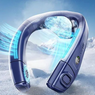 Productafbeelding van Draagbare Nekventilator met Koelplaat - 360° Koeling, Stille Airconditioning, USB-oplaadbaar, 3 Koelstanden voor Thuis en Kantoor
