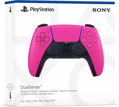 The image shows the packaging of a pink PlayStation 5 DualSense wireless controller.