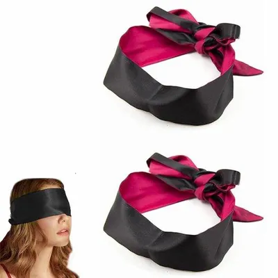 Productafbeelding van Slaapmasker, satijn, zwart, set van 2