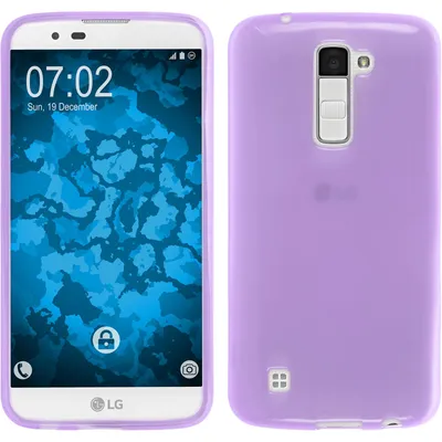 Produktbild von PhoneNatic Case kompatibel mit LG K10 - lila Silikon Hülle transparent + 2 Schutzfolien