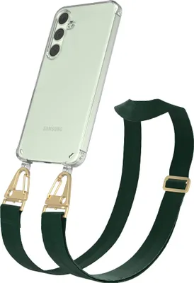 Produktbild von EAZY CASE - Hülle mit Band für Samsung Galaxy S24 Plus, Handyhülle mit Umhängeband, Silikonhülle transparent, Handykette in Grün