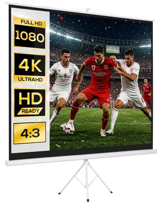 Produktbild von 120-Zoll 4K HD 4:3 Faltbare Stativ-Projektionsleinwand, h?henverstellbar, Wei?