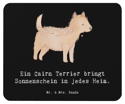 Produktbild von Mr. & Mrs. Panda Mousepad Cairn Terrier Glück - Schwarz - Geschenk, Hunde, Sprüche über, aktive, mousematte, Familienhund, Hunderassen Pflege, Mouse Pad, computer mauspad