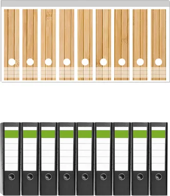 Produktbild von Wallario 9 Stück breite Ordner inkl. Klebeetiketten mit Motive Holzpanele hell -  Set mit Rückenschildern / Ordnerrücken Stickern