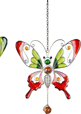 Produktbild von Deko Hänger Schmetterling HARMONIE rot in Tiffany Optik L. 30cm Formano