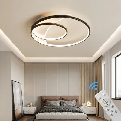 Obrázok produktu pre LED stropné svietidlo Stropné svietidlo SX8770WB s diaľkovým ovládaním Farba svetla/jas nastaviteľný stmievateľný čierny lakovaný kovový rám LED stropné svietidlo do spálne
