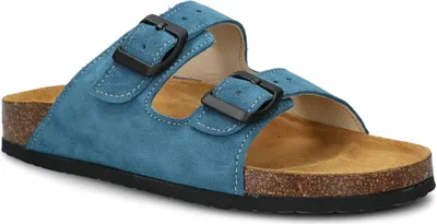 Produktbild von NAGABA Hausschuhe Herren Echtleder, Einlegesohne aus Leder, Blau, 43