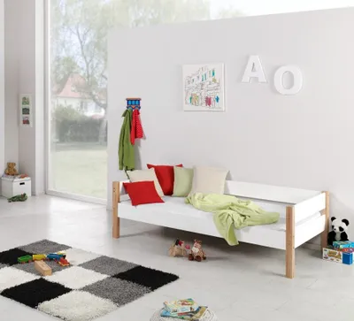 Produktbild von Relita Hochbett RENATE Buche in Bi-Color lackiert, mit Schreibtisch