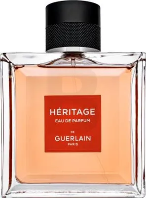 A clear, front-facing studio shot of a bottle of Guerlain Heritage Eau de Parfum.