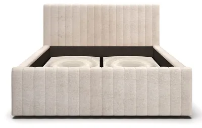 Productafbeelding van Gestoffeerd bed Batina, tweepersoonsbed, chenille-stof, beige kleur, verschillende uitvoeringen beschikbaar