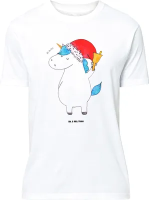 Produktbild von Mr. & Mrs. Panda Größe L T-Shirt Einhorn Weihnachtsmann - Weiß - Geschenk, Weihnachten, Einhörner, Nikolaus, mit Spruch, Schokolade, Shirt, Gin, Unicorn, Tshirt