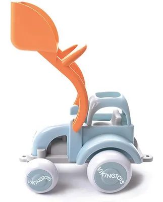 Produktbild von VIKINGTOYS Ecoline, BPA freier Spielzeug-Traktor Bagger mit Frontlader Spielzeugauto - Hebearm mit Schaufel, beweglich - Baufahrzeug Reifen Soft - biobasierter Kunststoff - 28 cm, aus Zuckerrohr