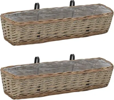 Immagine prodotto di Cestino da giardino - 2 pezzi - Rattan - Rivestimento in PE - 80 cm