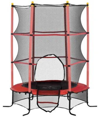 Obrázok produktu pre Detská trampolína Ø163 cm, trampolína s ochrannou sieťou, kryt okrajov, záhradná trampolína pre deti 3-10 rokov, nosnosť do 50 kg, červená
