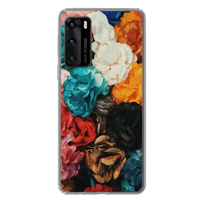 Produktbild von MuchoWow® Handyhülle Schutzhülle Hülle für Huawei P40 Wand - Rosen - Abstrakt Silikon Softcase Handy Hülle - Handytasche