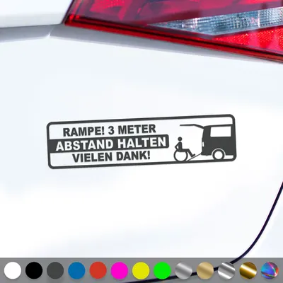 Produktbild von PantherPixel Rampe 3 Meter Aufkleber Abstand Halten Handicap Sticker Auto Geschenkidee Farbe Dunkelgrau