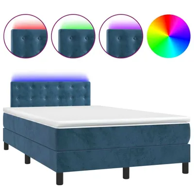 Produktbild von Boxspringbett mit Matratze & LED Dunkelblau 120x190 cm Samt