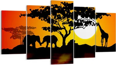 Produktbild von Bild auf Leinwand - Leinwandbild - Tiere Safari Savanne Giraffe - 160x85cm - Wand Bild - Wanddeko - Leinwanddruck - Bilder - Kunstdruck - Wanddekoration - Leinwand bilder - Wandkunst - EA160x85-0539
