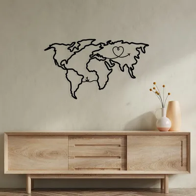 Image de Wallity, accessoire mural décoratif en métal, noir, 65 x 38 cm | 100 % métal (épaisseur : 1,2 mm) | Un design élégant et moderne pour votre maison ou votre bureau.