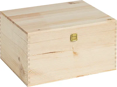 Produktbild von Holzkiste | 3 + 3 Flaschen 750 ml | Innenmaß 33,9 x 27 x 17,5 | Kiste / Wein- / Bierbehälter | Geschenk Geburtstage Hochzeiten Veranstaltungen, 46 x 46 x 23
