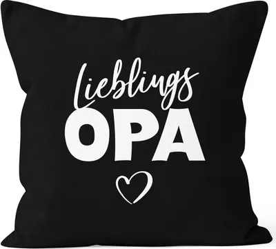Produktbild von Kissen-Bezug Lieblings-Opa Kissen-Hülle Deko-Kissen Geschenk MoonWorks® schwarz unisize
