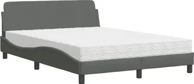 Image de vidaXL Lit avec matelas "Dover" gris foncé 140x190 cm Tissu