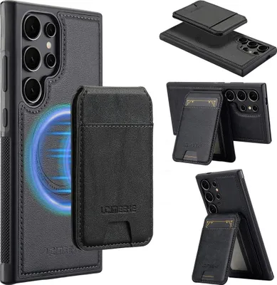 Produktbild von Samsung Galaxy S25 Ultra Hülle - LC.IMEEKE L3 - Leather Back Cover mit Kartenhalter - MagSafe Compatible - Schwarz