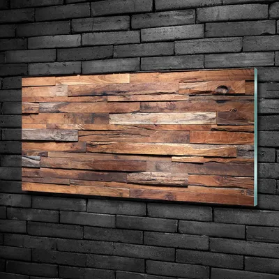 Produktbild von Tulup® Glas-Bild - 100x50 -Wandkunst - Wandbild hinter gehärtetem Sicherheitsglas  - Sonstige - Holzwand - Braun