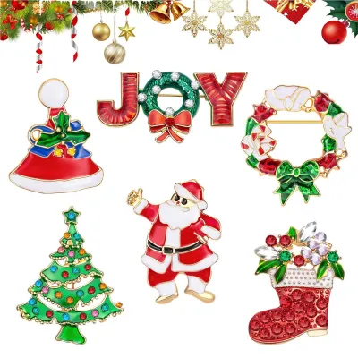 Immagine prodotto di Solidchoice - Set di 6 spille natalizie con cristalli, ideali per decorazioni