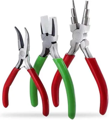 Produktbild von 3-teiliges Schmuckzangen-Set inkl. Borstmacher, Halsketten, Nylon-Kaaktang - Selbstbauschmuck.