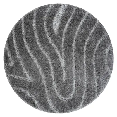 Image de Tapis de salle de bain SUPREME cercle WAVES, vagues, antidérapant, doux - gris gris roue 50 cm