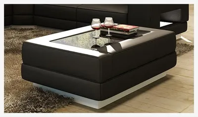 Image de Designer Couchtisch Polster Tisch Leder Glas Moderner Tische Glastische Farbwahl