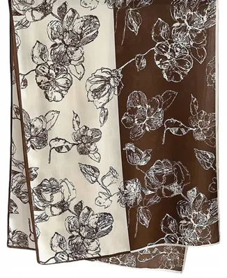 Immagine prodotto di Sciarpa Kamea, colore marrone-beige, motivo floreale, 100% viscosa, da donna