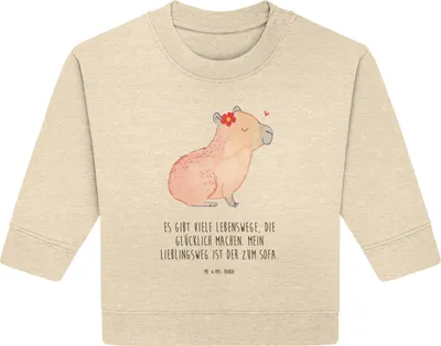 Produktbild von Mr. & Mrs. Panda Organic Baby Pullover Capybara Blume 24. - 36. Monat - Natural Raw - Geschenk, Lustige Sprüche, Bullover