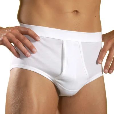 Herren Slip mit Eingriff Unterhose aus 100% Feinripp-Baumwolle Farbe:weiß