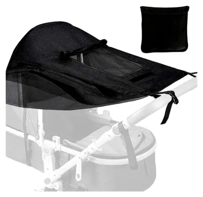 Produktbild von Universal Sonnensegel für Kinderwagen mit UV-Schutz 50+ und wasserdicht, verstellbarer Sonnenschutz für Kinderwagen und Buggy (Schwarz)