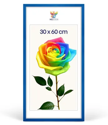 Produktbild von MG Design Bilderrahmen Blau 30x60 cm - Posterrahmen Echtholz mit Acrylglas, verstärkte Wandaufhängung, hoch/quer