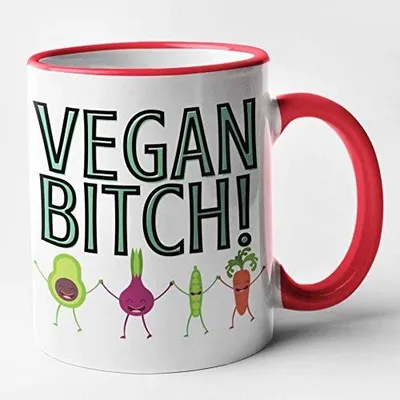 Immagine prodotto di Solidchoice - Tazza da caffè vegana con design rosso, dal design divertente