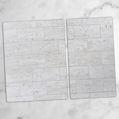 Produktbild von Glas-Herdabdeckplatten Glaskeramikkochfeld-Abdeckung Spritzschutz Glas 70x52 cm weißer Ziegel