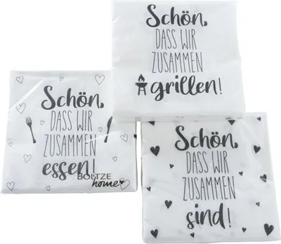 Produktbild von Servietten " Schön " 3er Set 60 Stück Papierservietten 33x 33 cm