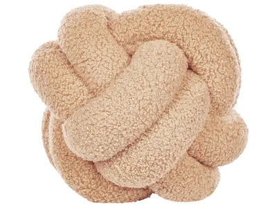 Produktbild von BELIANI Dekoratives Zierkissen Beige Boucle Knoten Kissen 19 x 19 cm Dekorzubehör