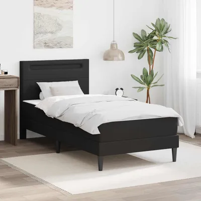 Zdjęcie produktu dla Maison Exclusive – łóżko z materacem, czarne, 90 x 190 cm, ze sztucznej skóry