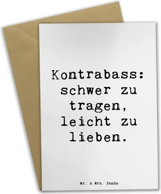Produktbild von Mr. & Mrs. Panda Grußkarte Spruch Kontrabass Liebe - Weiß - Geschenk, Sinfonieorchester, Instrument, Instrumente, osterkarte, hochzeitskarten, einladungskarten, Musiker