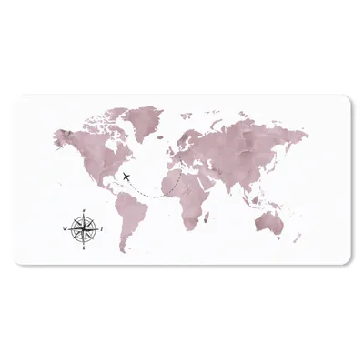 Produktbild von MuchoWow® Mauspad Mousepad Weltkarte - Aquarellfarbe - Rosa 60x30 cm - Mousepads - Maus Mat - Pad - Mausunterlage - Nachhaltig