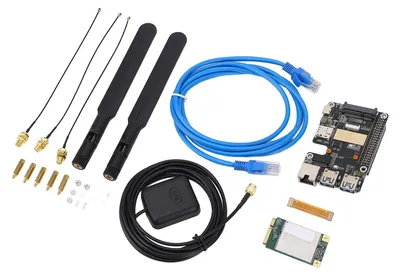 Image de Module HAT PCIe vers MiniPCIe avec Gigabit Ethernet et USB 3.2 Gen1 pour RasPi 5, compatible avec l'interface MiniPCIe, module 4G et module MPCIe haute vitesse EG25-G