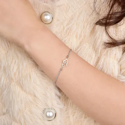 Productafbeelding van Hartvormige Armband voor Dames, 925 sterling zilver, 19.0 cm, verstelbare armketting, voor feest