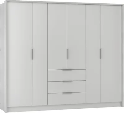 Zdjęcie produktu dla Szafa uchylna o wysokości 255 cm, przestronna, biała z szufladami