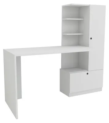 Image de Bureau d'étude avec bibliothèque en panneau mélaminé blanc 149,5 cm