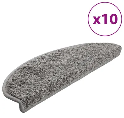 Produktbild von vidaXL Stufenmatten 10 Stk. 65x21x4 cm Grau Halbrund Groß
